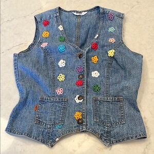 Levi’s Vintage Crochet Flower Denim Vest Size‎ Small